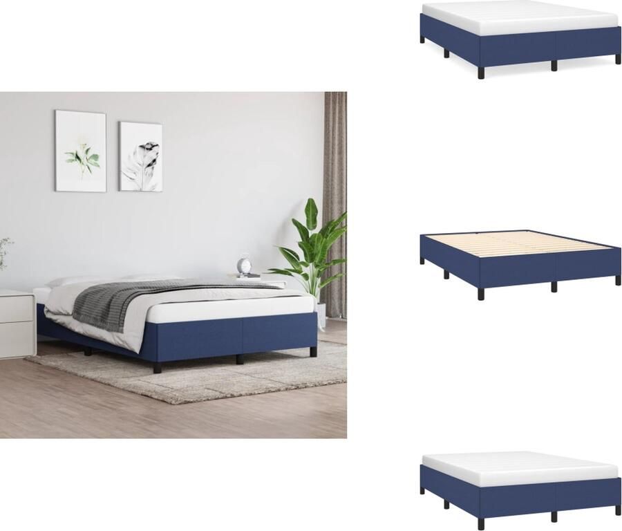 VidaXL Bedframe Blauw 203x143x35 cm Duurzaam materiaal Ondersteunende poten Multiplex lattenbodem Bed