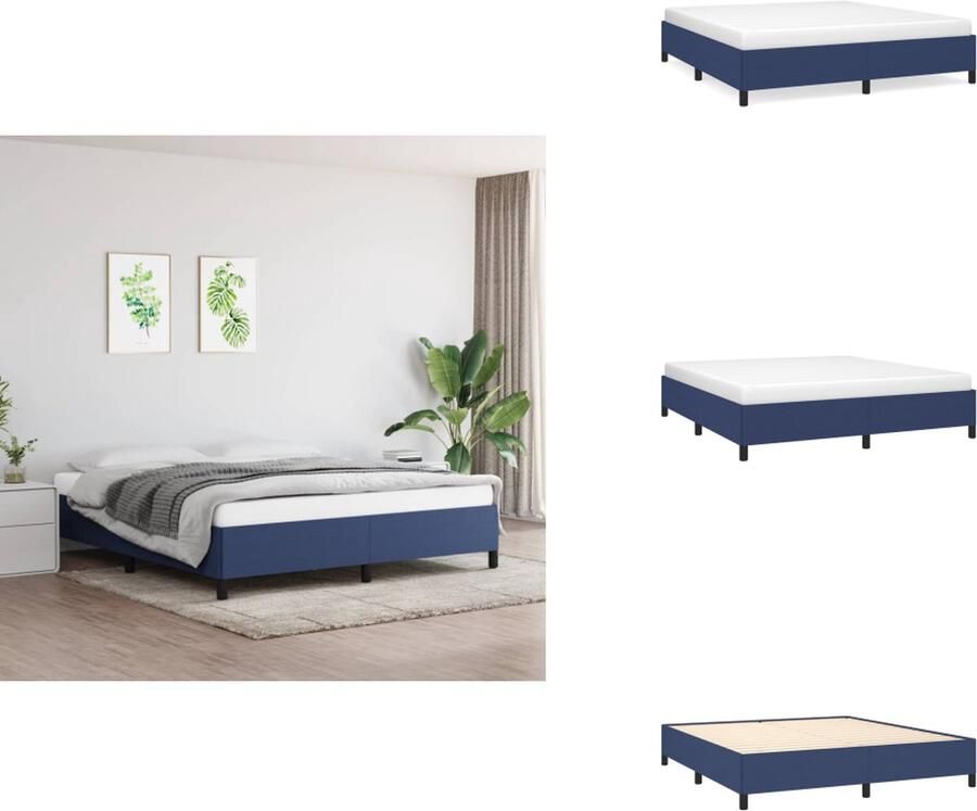 VidaXL Bedframe Blauw 203 x 163 x 35 cm Stof en Multiplex Geschikt voor matras van 160 x 200 cm Bed