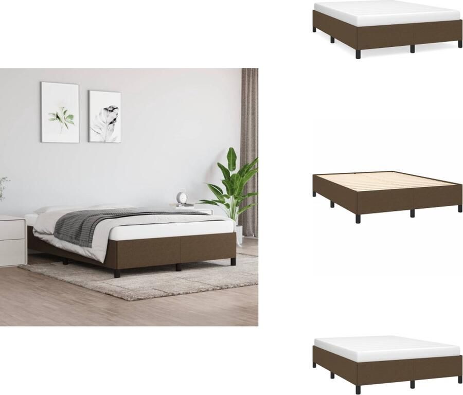 VidaXL Bedframe Donkerbruin Multiplex 203x143x35cm Ademend en Duurzaam Stabiele Poten Montagehandleiding Bed