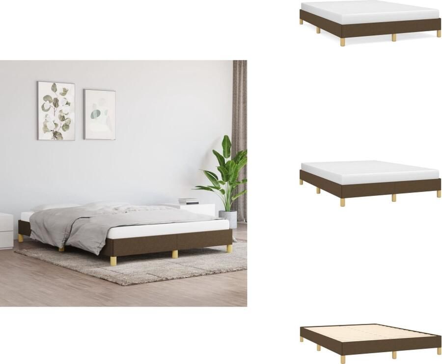 VidaXL Bedframe Bed Slaapmeubel Bedframe stof donkerbruin 160x200 cm - Foto 2