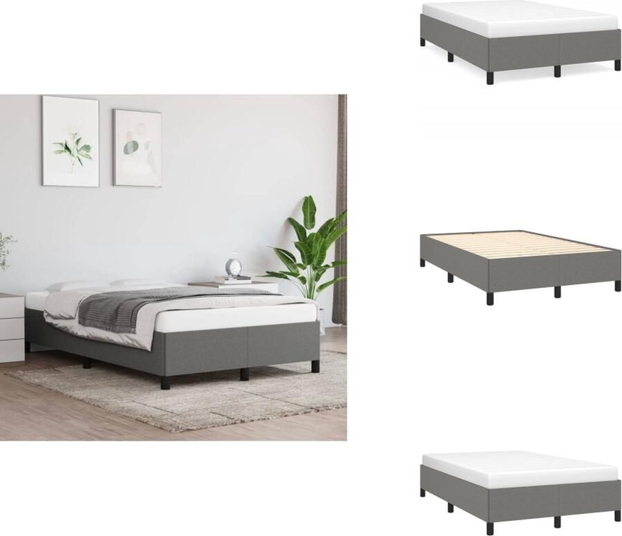 VidaXL Bedframe Bed Slaapmeubel Bedframe zonder matras 120x200 cm stof donkergrijs