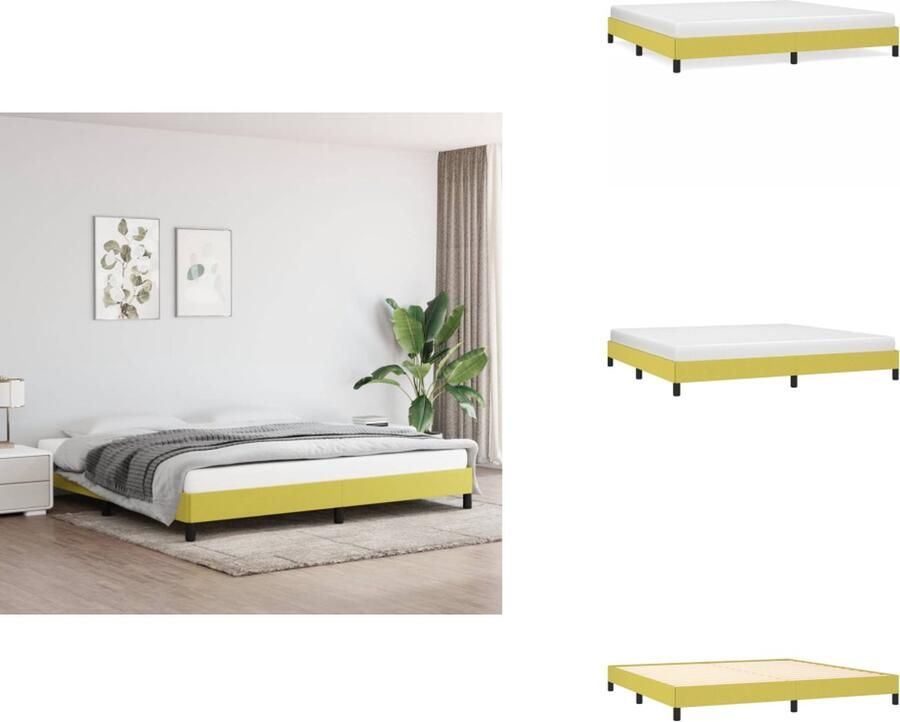 VidaXL Bedframe Groen 203x203x35 cm ademend duurzaam stabiele poten multiplex lattenbodem matras niet inbegrepen Bed
