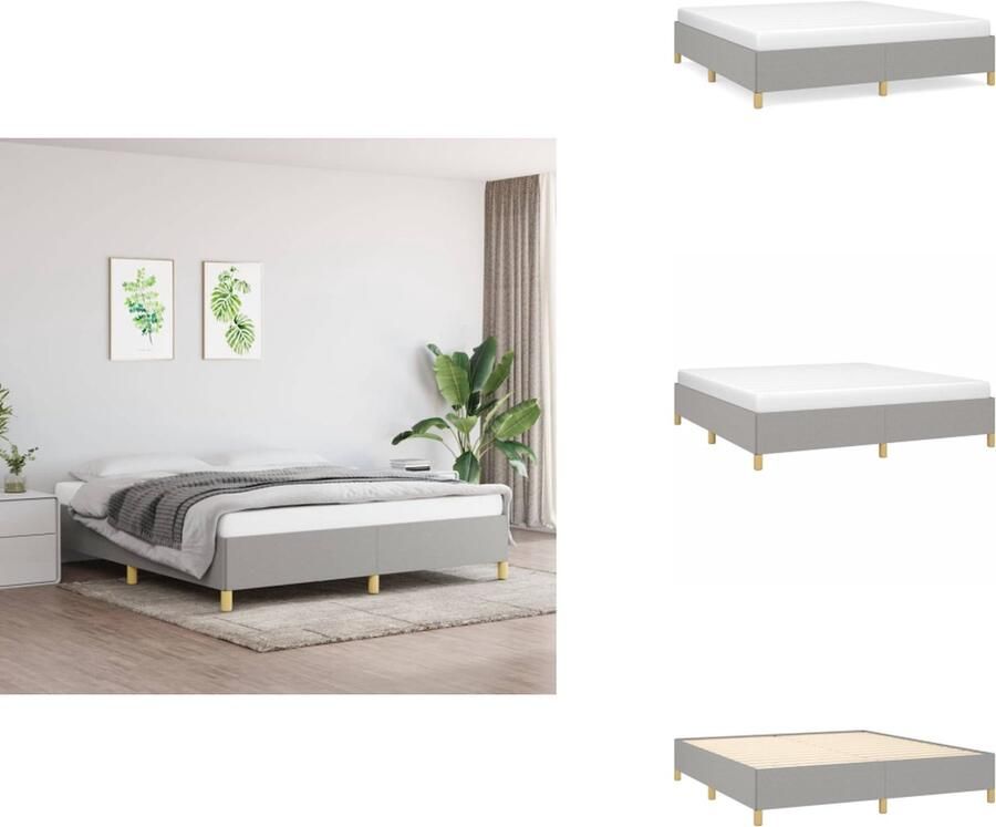 VidaXL Bedframe Geniet van een goede nachtrust Bedframes Afmeting- 203 x 163 x 35 cm Kleur- lichtgrijs Bed