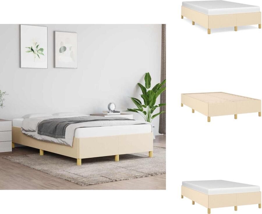 VidaXL Bedframe Bed Slaapmeubel Bedframe zonder matras 120x190 cm stof crèmekleurig