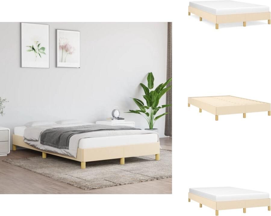 VidaXL Bedframe Bed Slaapmeubel Bedframe zonder matras 120x190 cm stof crèmekleurig