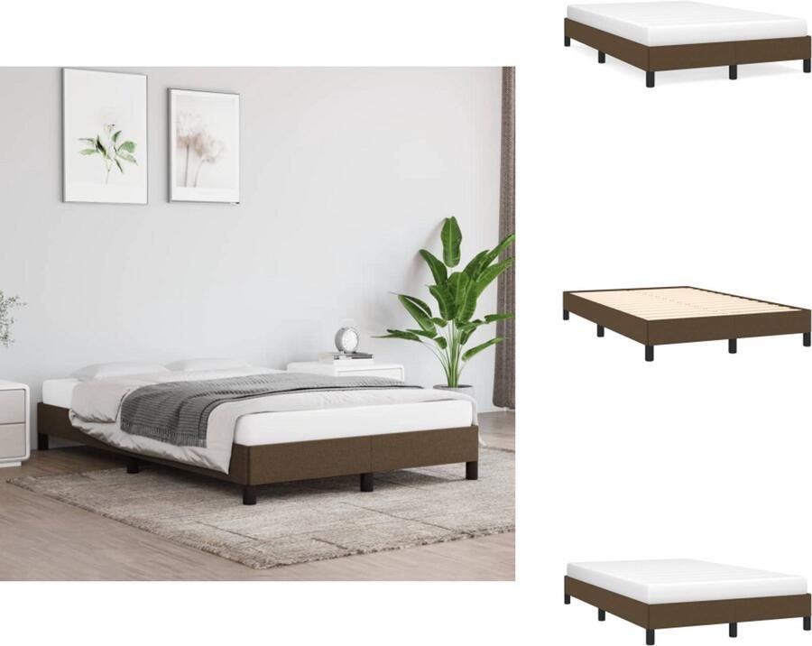 VidaXL Bedframe Bed Slaapmeubel Bedframe zonder matras 120x190 cm stof donkerbruin