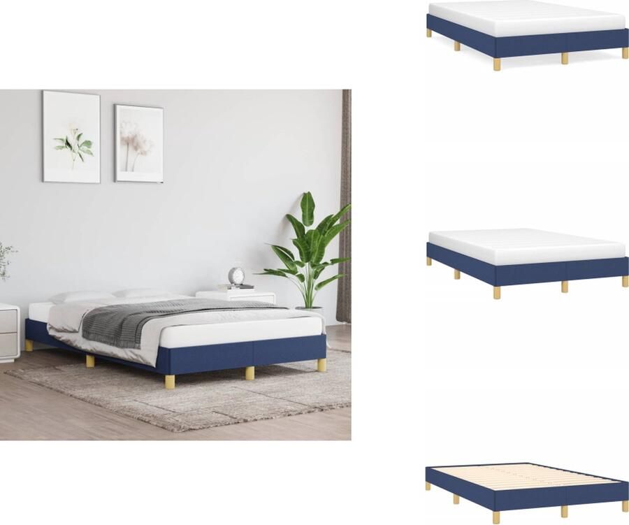 VidaXL Boxspringframe Bedframe 203x120x35cm Kleur- Blauw Materiaal- Stof multiplex Geschikte matras- 120x200cm Bed - Foto 2