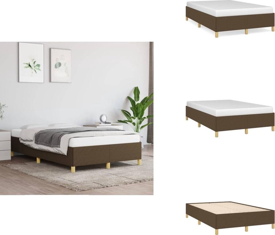 VidaXL Bedframe Donkerbruin 203 x 123 x 35 cm Stof en multiplex Geschikt voor 120 x 200 cm matras Bed