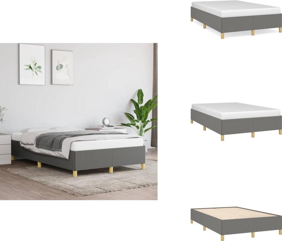 VidaXL Bedframe Bed Slaapmeubel Bedframe zonder matras 120x200 cm stof donkergrijs