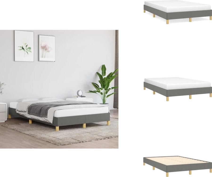VidaXL Bedframe Bed Slaapmeubel Bedframe zonder matras 120x200 cm stof donkergrijs