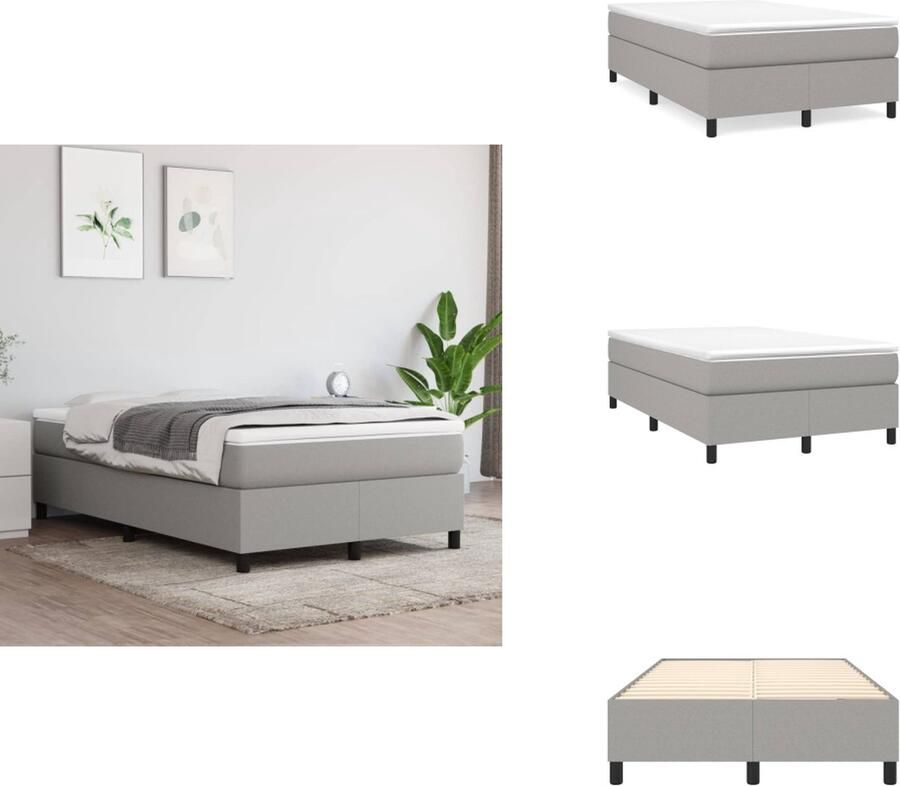 VidaXL Boxspringframe Bedframe 203 x 120 x 35 cm Ken- Duurzaam en ondersteunend Kleur- lichtgrijs Materiaal- stof multiplex en bewerkt hout Bed