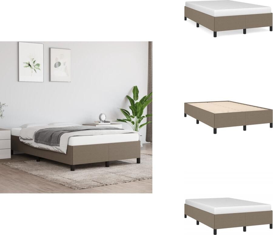 VidaXL Bedframe Taupe 203 x 123 x 35 cm Ademend en Duurzaam Multiplex Lattenbodem Voor matras 120 x 200 cm Inclusief Montagehandleiding Bed