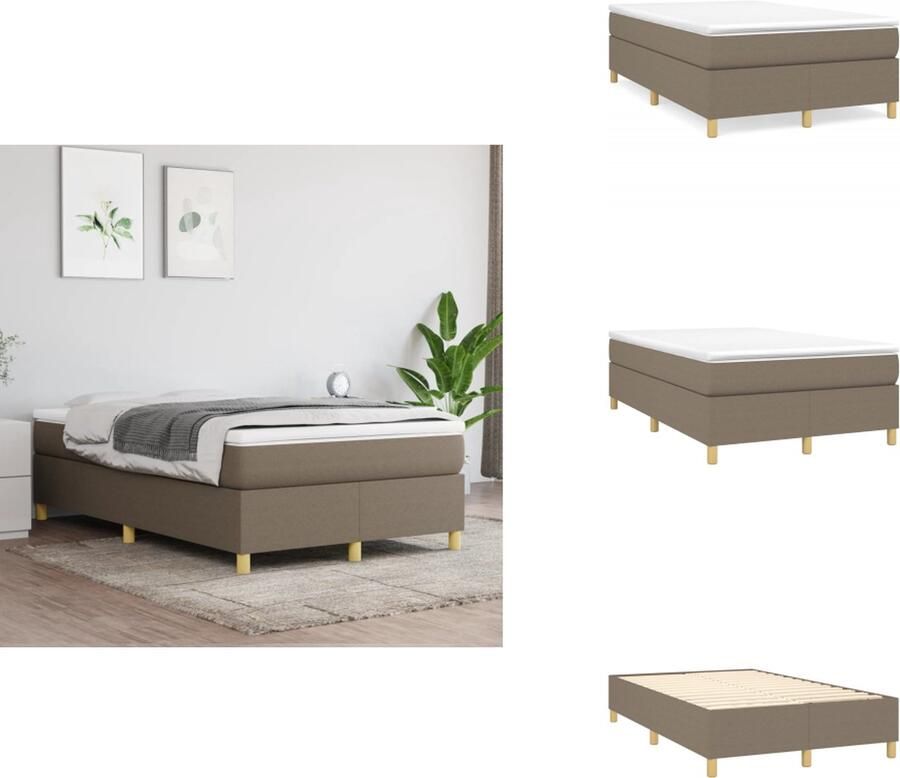 VidaXL Bedframe Bed Slaapmeubel Bedframe zonder matras 120x200 cm stof taupe