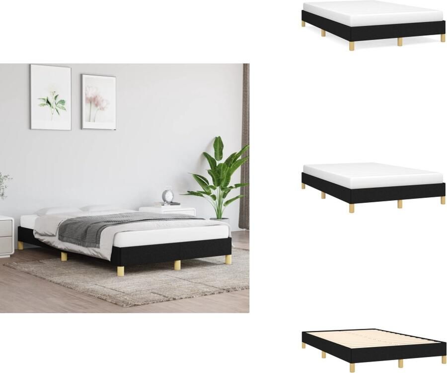 VidaXL Bedframe Duurzaam Bedframe Afmeting- 203x123x25cm Kleur- Zwart Materiaal- 100% Polyester Bed