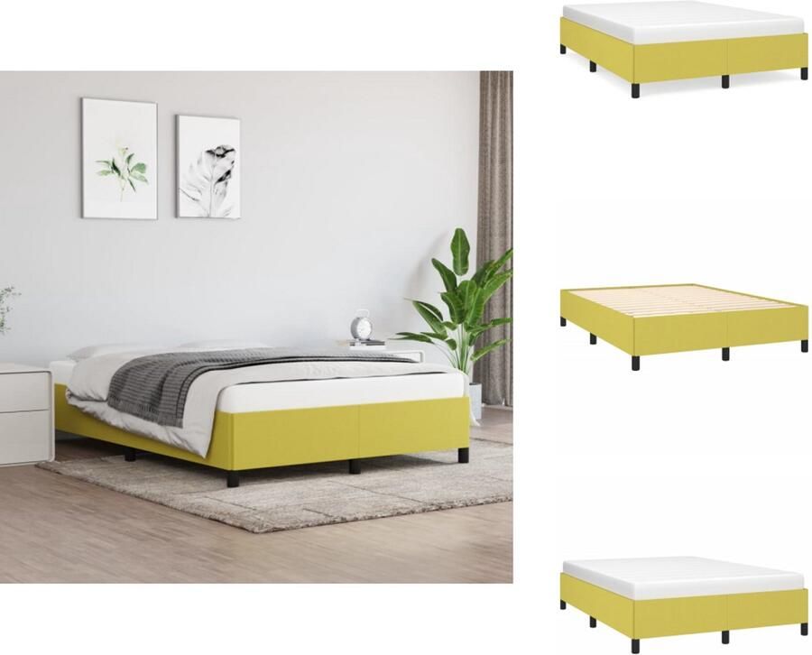 VidaXL Bedframe Bed Slaapmeubel Bedframe zonder matras 140x200 cm stof groen