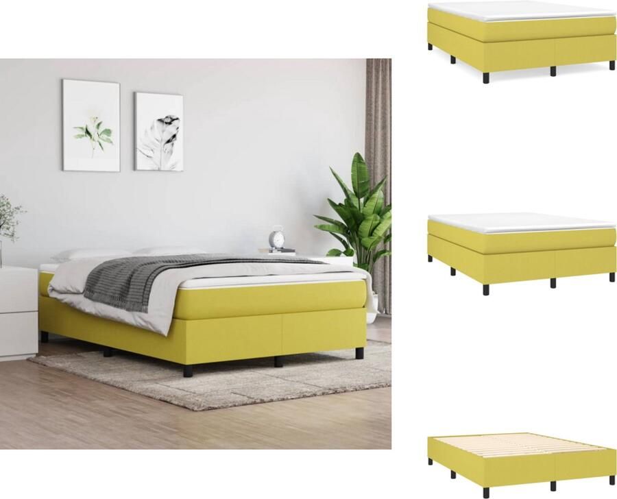 VidaXL Bedframe Bed Slaapmeubel Bedframe zonder matras 140x200 cm stof groen