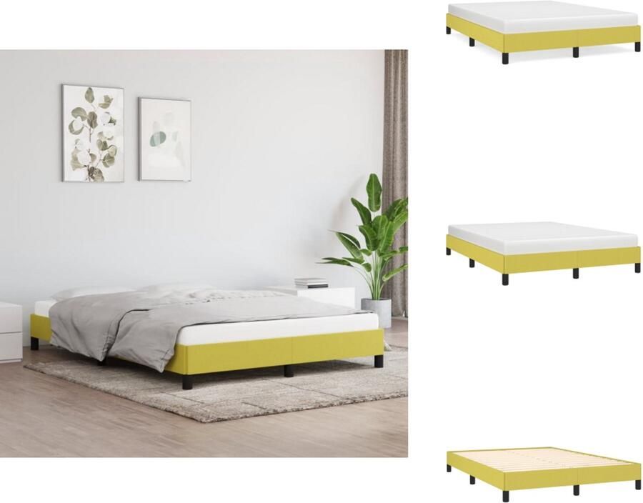 VidaXL Bedframe Bed Slaapmeubel Bedframe zonder matras 140x200 cm stof groen