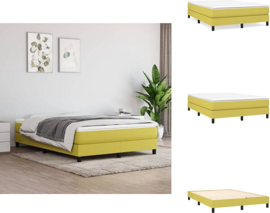 VidaXL Bedframe Bed Slaapmeubel Bedframe zonder matras 140x200 cm stof groen