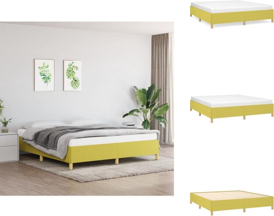 VidaXL Bedframe Bed Slaapmeubel Bedframe zonder matras 160x200 cm stof groen