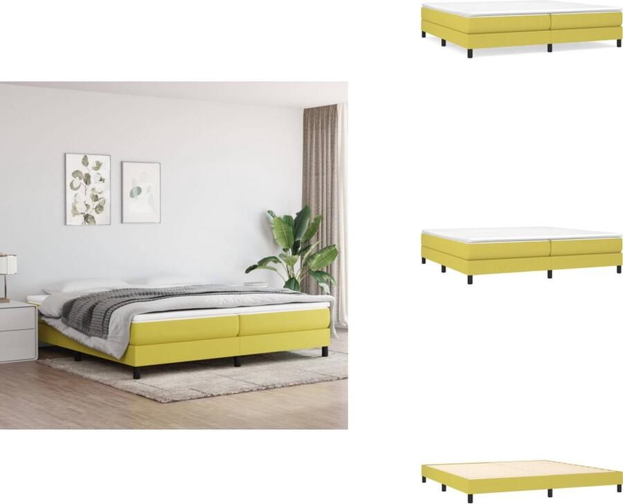 VidaXL Bedframe Bed Slaapmeubel Bedframe zonder matras 200x200 cm stof groen