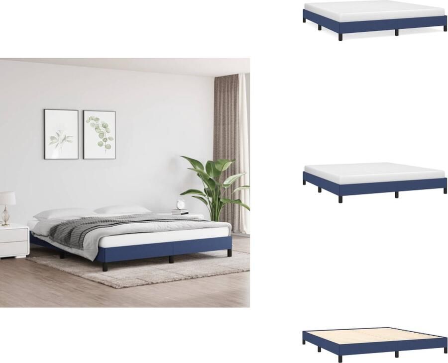 VidaXL Bedframe Blauw 180 x 200 cm Ademend en duurzaam Stabiele ondersteuning Multiplex lattenbodem Bed