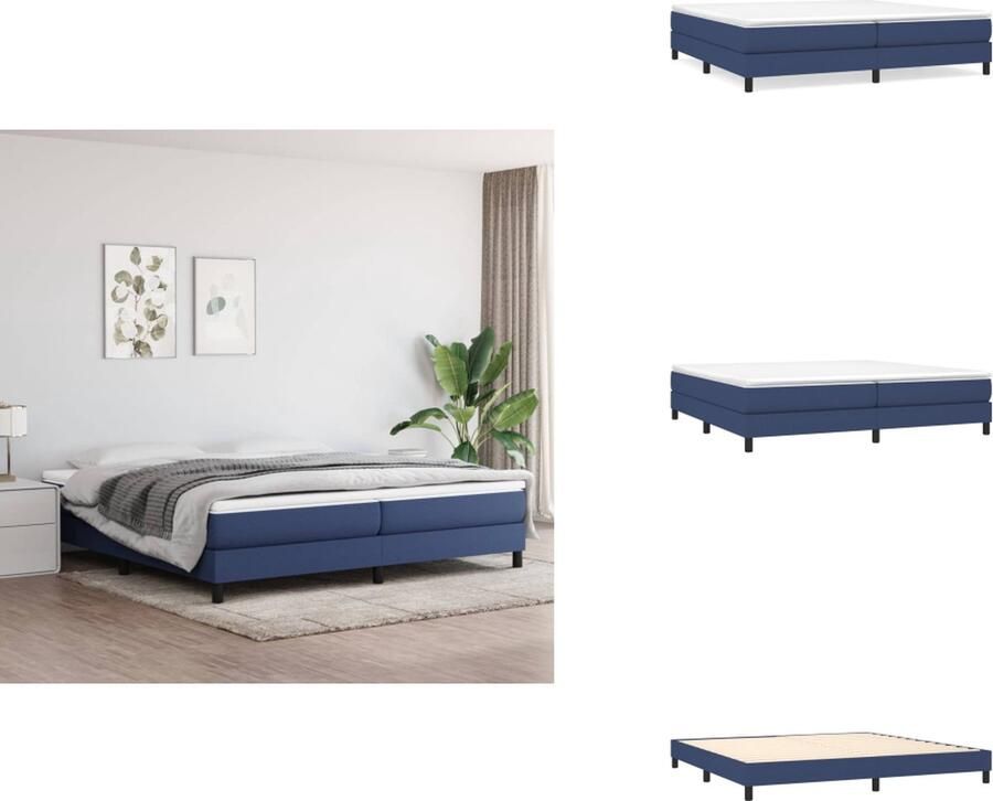 VidaXL Boxspringframe Blauw 203 x 200 x 35 cm Duurzaam materiaal Ondersteunende poten Multiplex lattenbodem Bed