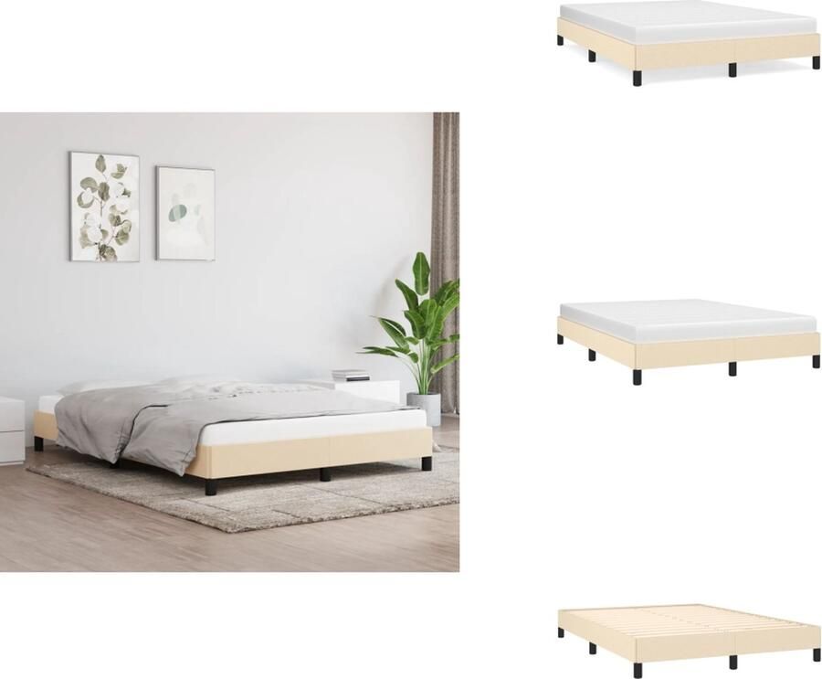 VidaXL Bedframe Multiplex Lattenbodem Crème 193 x 143 x 25 cm (L x B x H) Geschikt voor 140 x 190 cm Matras Bed