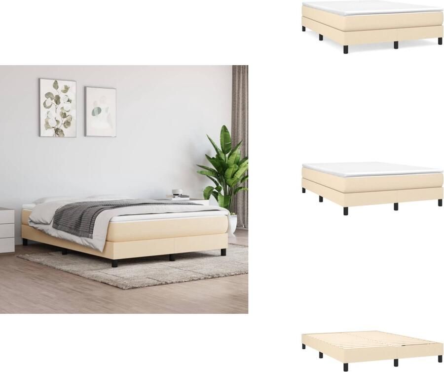 VidaXL Boxspringframe crème 193 x 140 x 25 cm ademend en duurzaam met multiplex lattenbodem Bed