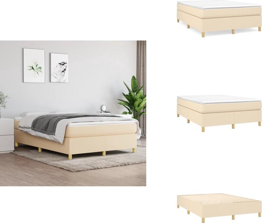 VidaXL Bedframe Bed Slaapmeubel Bedframe zonder matras stof crèmekleurig 140x190 cm