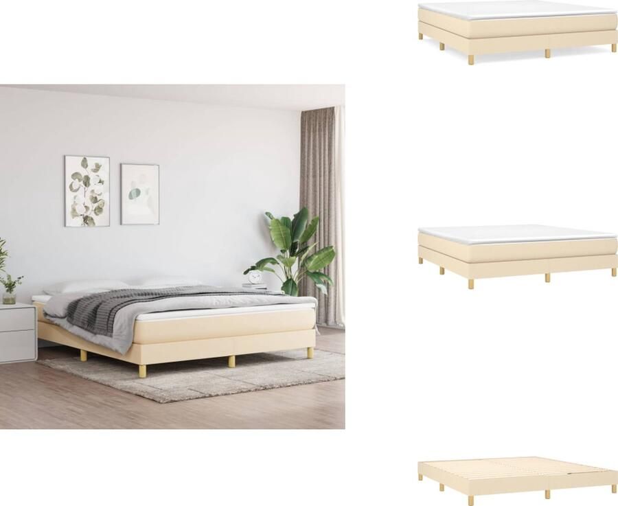 VidaXL Bedframe Bed Slaapmeubel Bedframe zonder matras stof crèmekleurig 160x200 cm