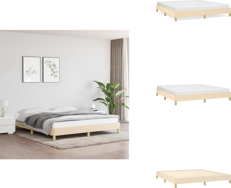 VidaXL Bedframe Bed Slaapmeubel Bedframe zonder matras stof crèmekleurig 180x200 cm