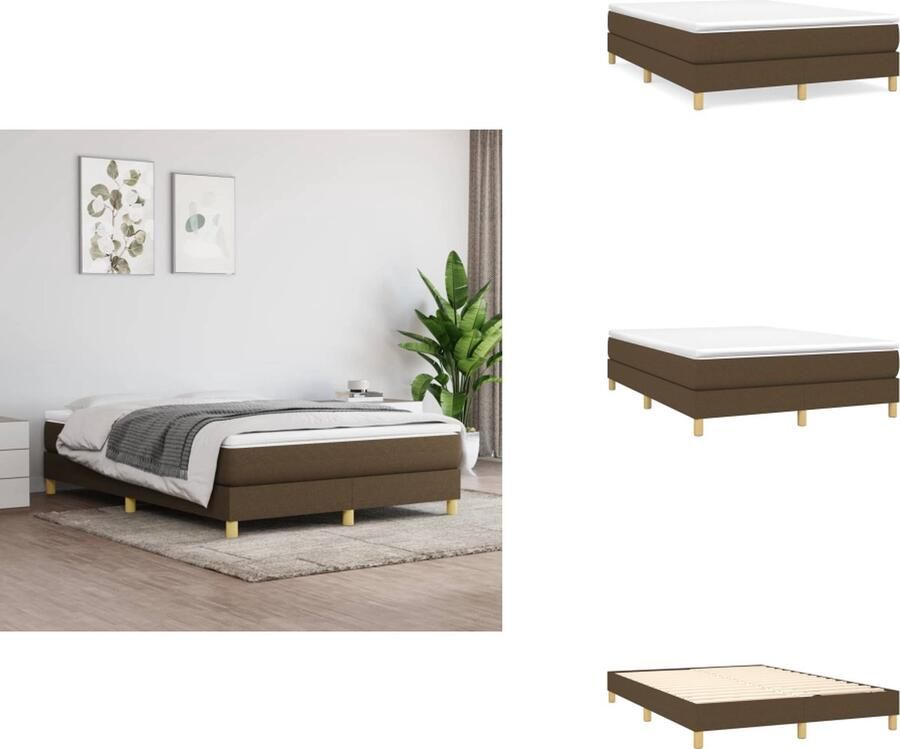 VidaXL Boxspringframe Donkerbruin 193 x 140 x 25 cm Eenvoudige montage Geschikt voor matras 140 x 190 cm Bed
