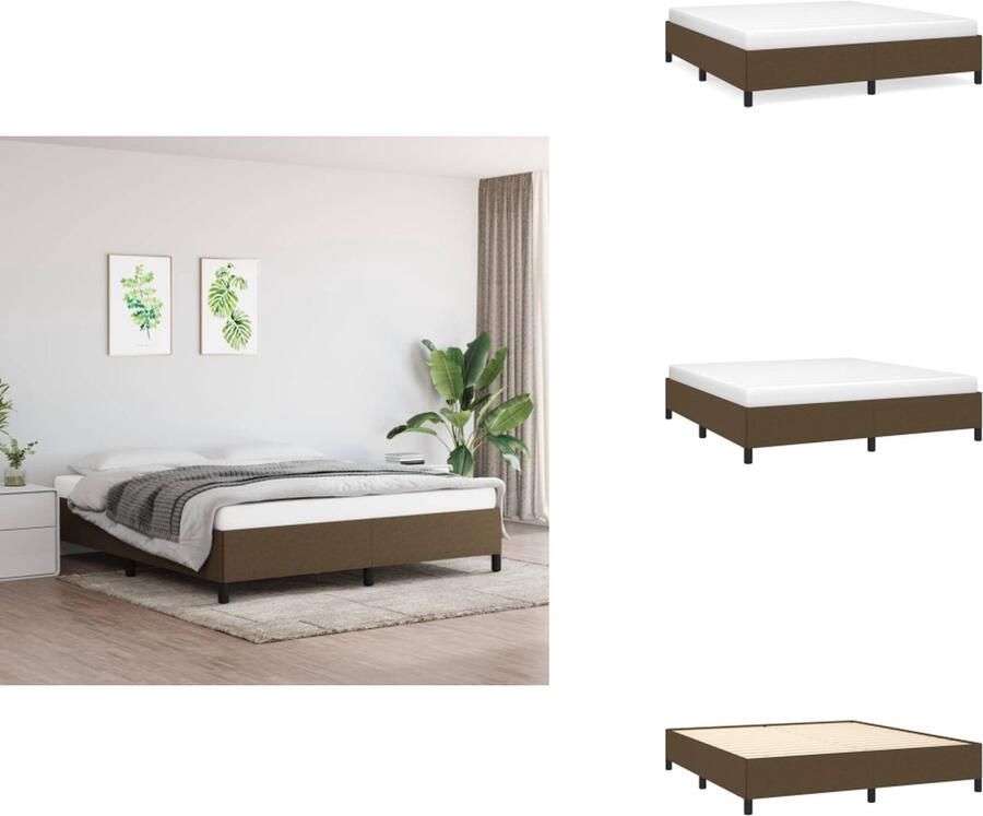 VidaXL Bedframe zonder matras stof donkerbruin 160x200 cm - Foto 4