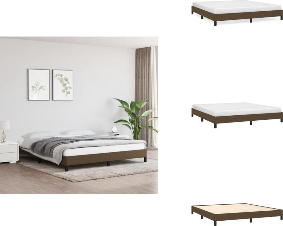VidaXL Boxspringframe Luxe Bedframe 203 x 180 x 35 cm Donkerbruin stof Geschikt voor 180 x 200 cm matras (excl matras) Bed - Foto 2