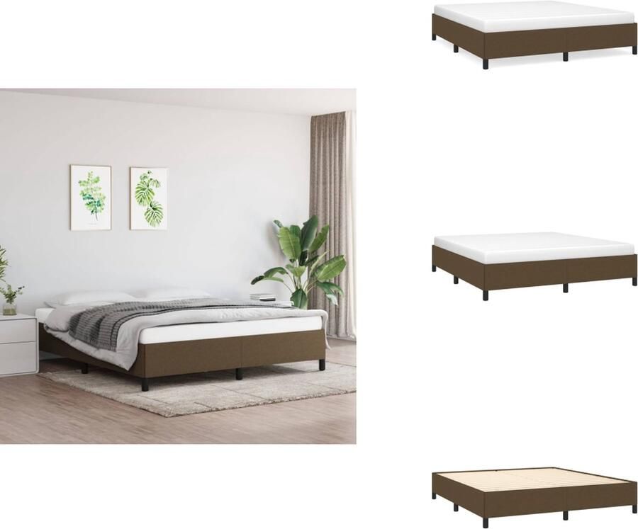 VidaXL Boxspringframe Luxe Bedframe 203 x 180 x 35 cm Donkerbruin stof Geschikt voor 180 x 200 cm matras (excl matras) Bed