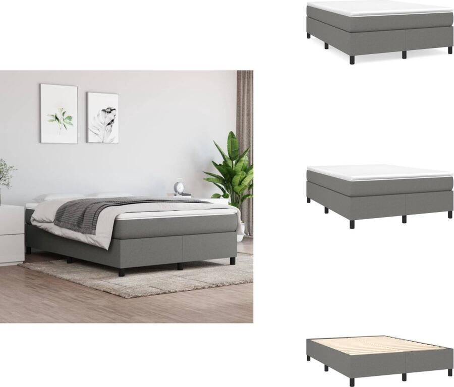 VidaXL Boxspringframe donkergrijs 193 x 140 x 35 cm ademend en duurzaam met ondersteunende poten multiplex lattenbodem Bed