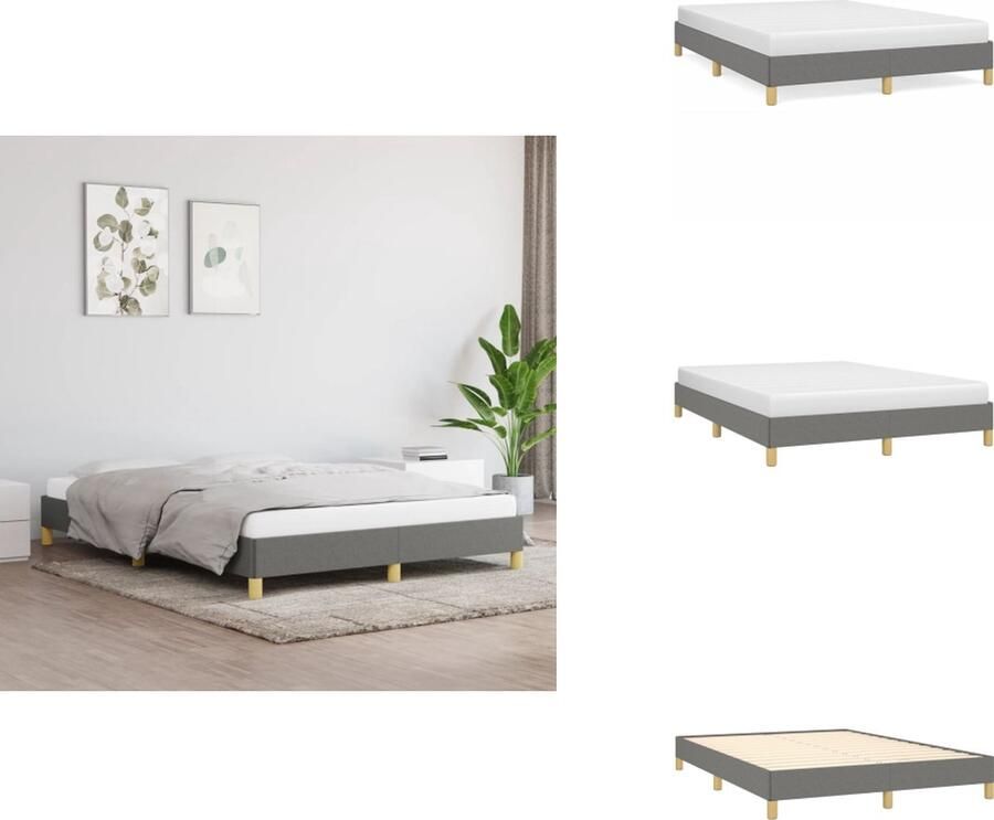 VidaXL Bedframe Bed Slaapmeubel Bedframe zonder matras stof donkergrijs 160x200 cm
