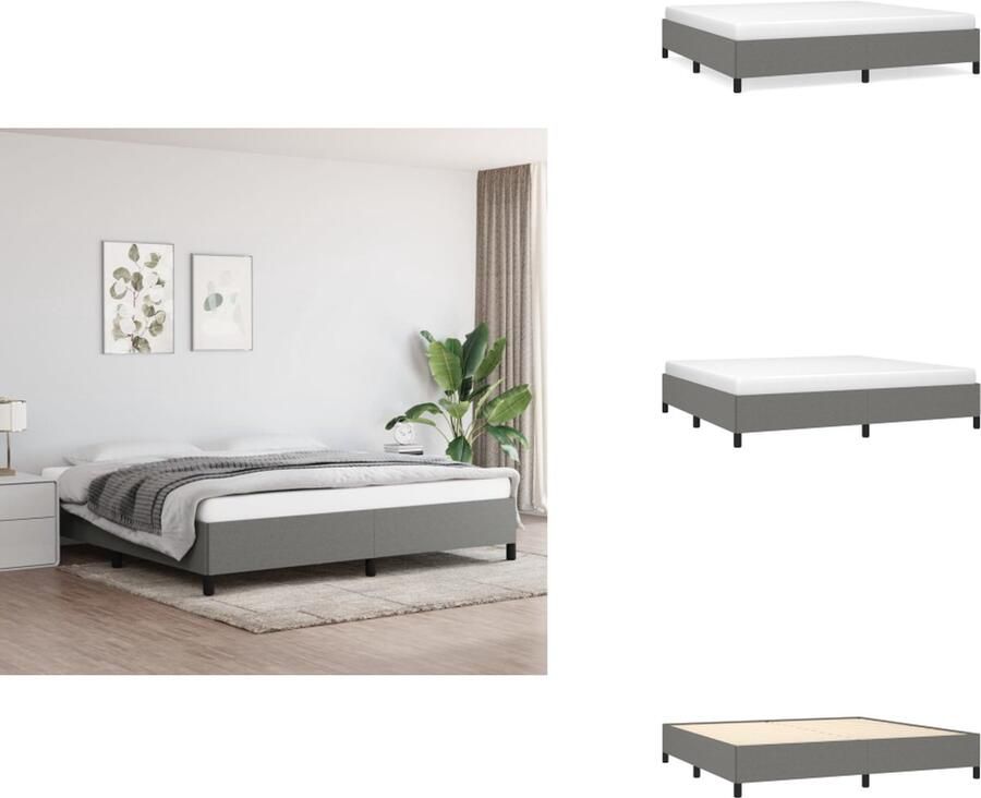 VidaXL Bedframe Bed Slaapmeubel Bedframe zonder matras stof donkergrijs 200x200 cm
