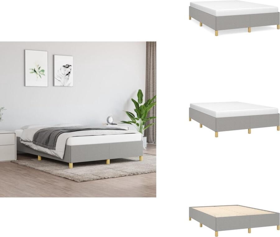 VidaXL Bedframe Lichtgrijs 193 x 143 x 35 cm Multiplex lattenbodem Duurzaam materiaal Bed