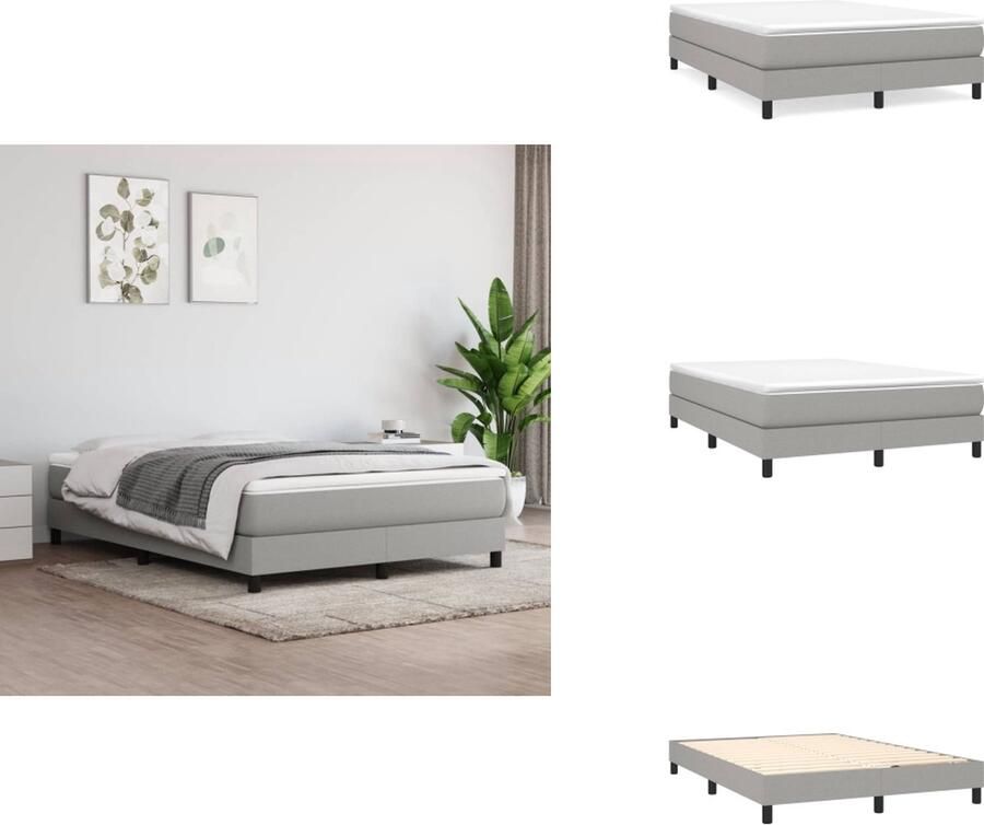 VidaXL Bedframe Bed Slaapmeubel Bedframe zonder matras stof lichtgrijs 140x190 cm