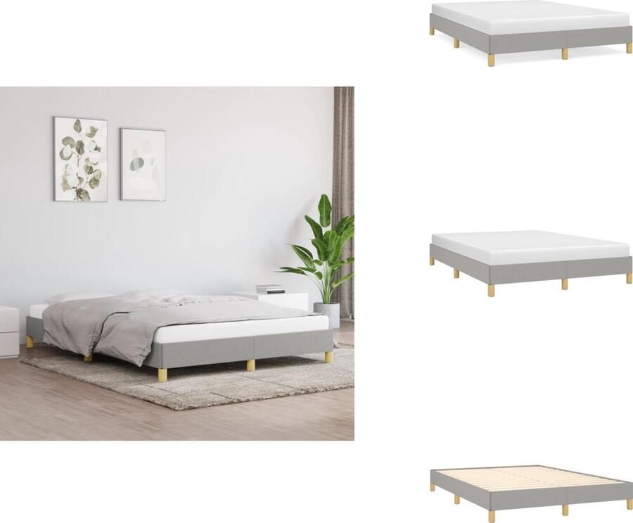 VidaXL Bedframe Lichtgrijs 203 x 143 x 25 cm Stof of polyester Houtbewerking Geschikt voor 140 x 200 cm matras Bed
