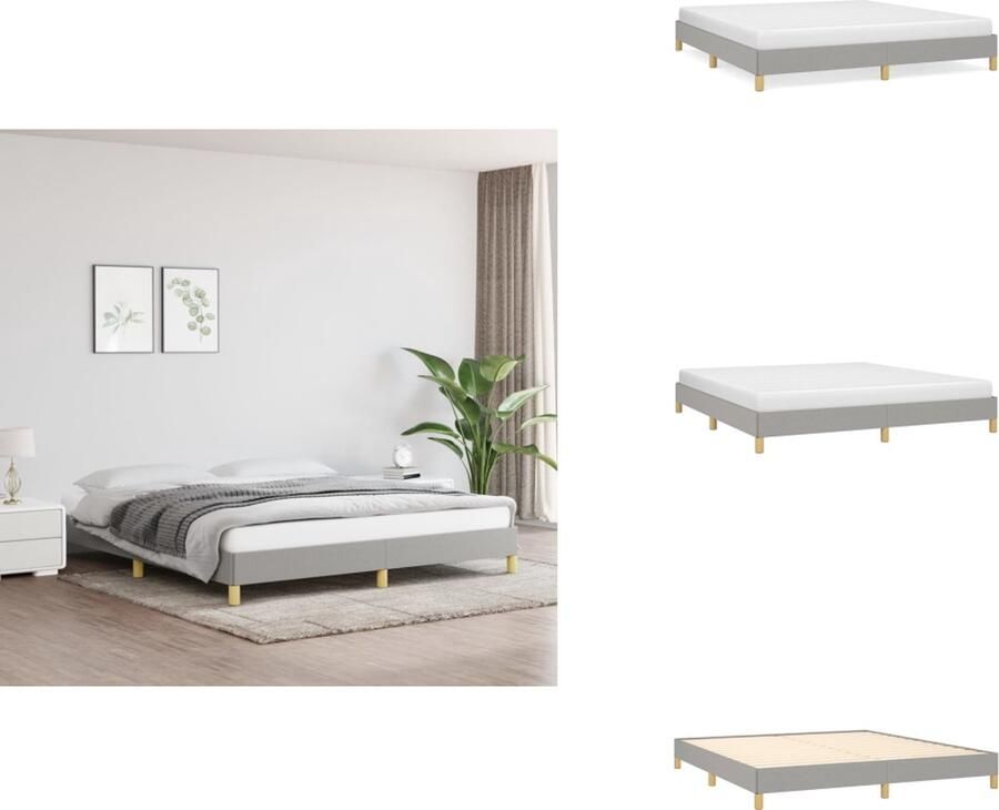 VidaXL Bedframe Lichtgrijs 203x183x25 cm Stof Multiplex Geschikt voor 180x200 cm matras Duurzaam materiaal Bed