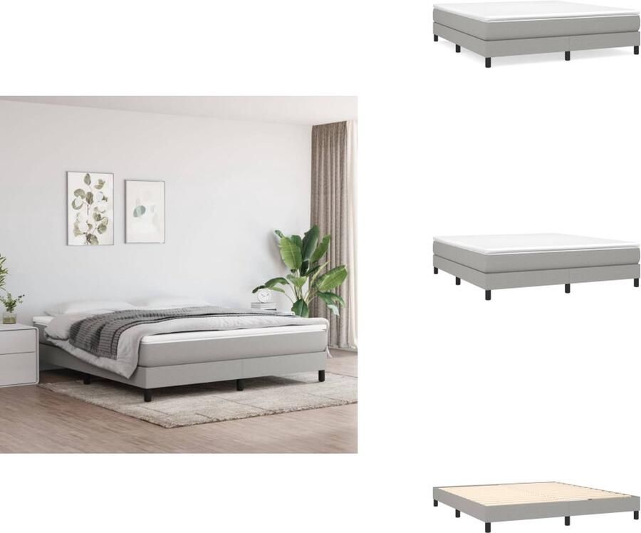 VidaXL Bedframe Bed Slaapmeubel Bedframe zonder matras stof lichtgrijs 180x200 cm