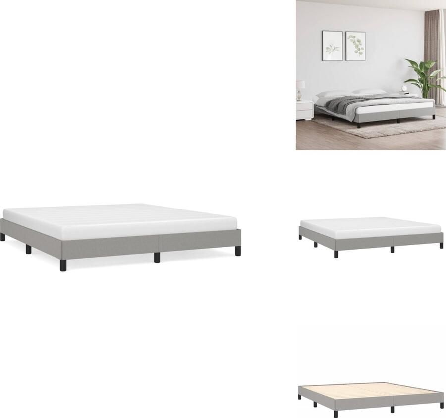 VidaXL Bedframe Lichtgrijs Stof en bewerkt hout 203 x 183 x 25 cm Geschikt voor 180 x 200 cm matras (matras niet inbegrepen) Bed