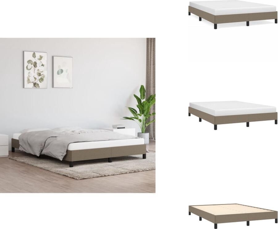 VidaXL Bedframe Bed Slaapmeubel Bedframe zonder matras stof taupe 140x190 cm