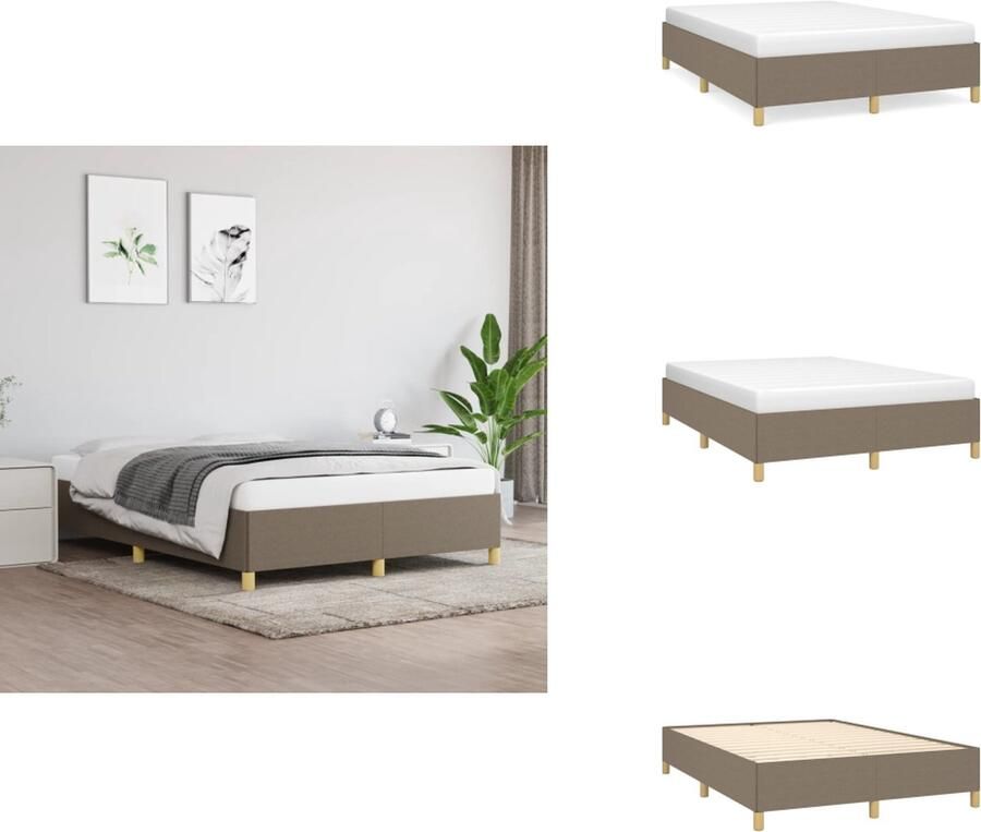VidaXL Bedframe Bed Slaapmeubel Bedframe zonder matras stof taupe 140x190 cm
