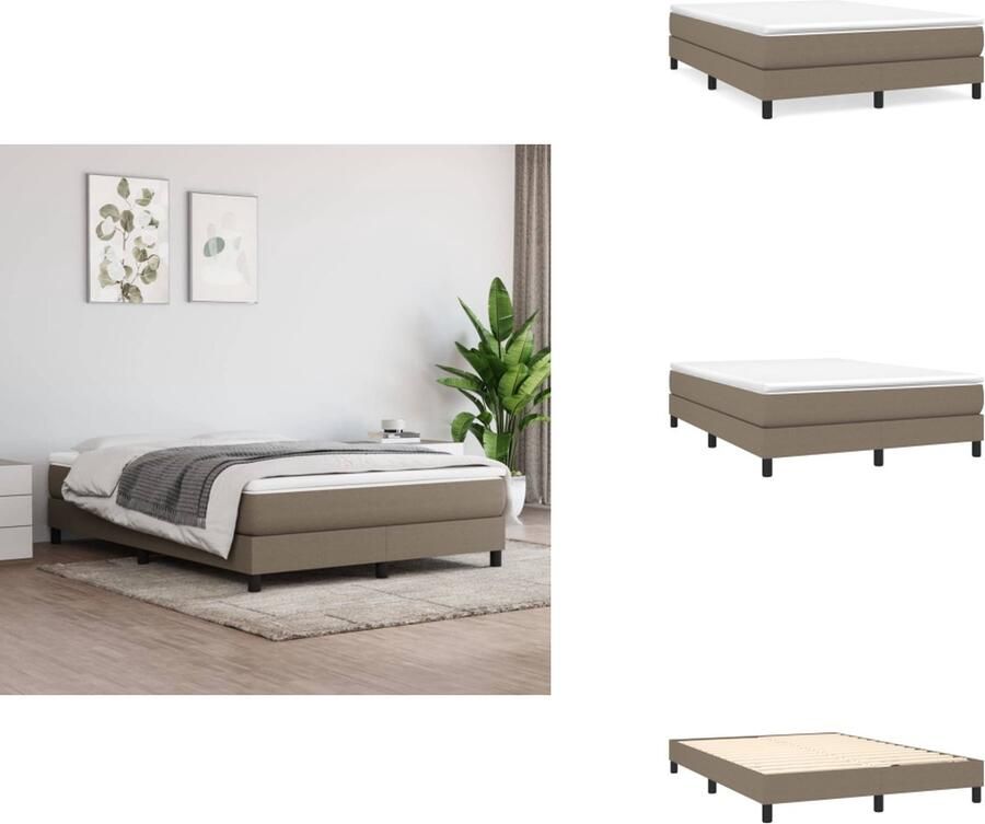 VidaXL Bedframe Taupe 203 x 143 x 25 cm Duurzaam materiaal Ondersteunende poten Multiplex lattenbodem Matras niet inbegrepen Bed