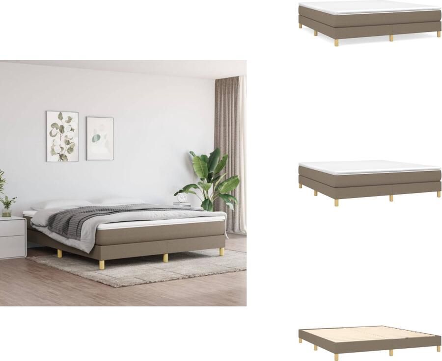 VidaXL Bedframe Bed Slaapmeubel Bedframe zonder matras stof taupe 160x200 cm - Foto 2