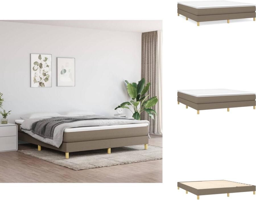VidaXL Bedframe Bed Slaapmeubel Bedframe zonder matras stof taupe 160x200 cm