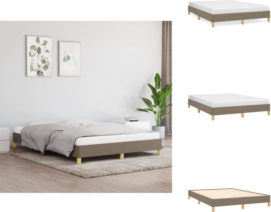 VidaXL Bedframe Bed Slaapmeubel Bedframe zonder matras stof taupe 160x200 cm